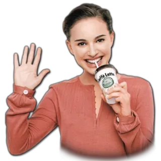 👋 Caffe Latte woman, caffe latte, coffee, drink, beverage, smile, waving telegram sticker
