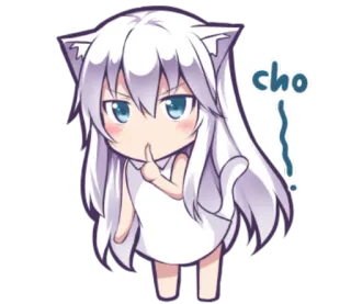 🤐 cho Anime, Chibi, Lindo, Orejas de gato, Japonés, Manga whatsapp sticker