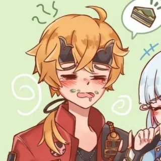 🐕 Thoma アニメ, ゲーム, 具合悪い, 嘔吐, 漫画, ファンアート, 原神, トーマ telegram sticker
