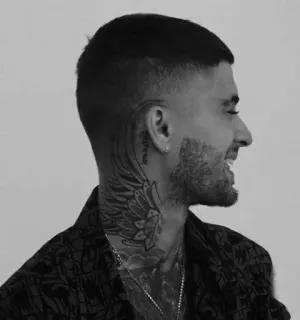 😂 Zayn Malik singer, celebrity, tattoo, portrait, black and white, male telegram sticker