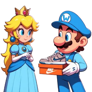 🎁 Peach 桃子, 马里奥, 耐克, 运动鞋, 卡通, 鞋子, 礼物, 公主 telegram sticker