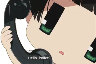 👮‍♀ Hello. Police? anime, polisi, telepon, gadis telegram sticker