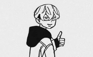 👍 anime, manga, character, thumbs up, illustration, black and white telegram sticker