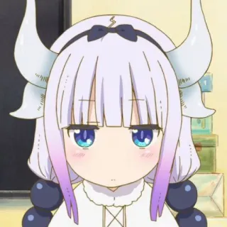 🍥 Kanna Kamui Miss Kobayashi's Dragon Maid Anime, Kanna, Drache, Maid, Süß, Kawaii, Lila Haare, Hörner telegram sticker