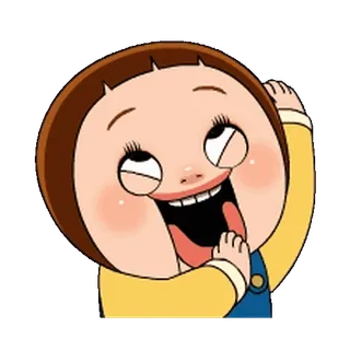 🤪 Dibujo animado, Chica, Divertido, Tonto, Feliz, Emoji, Expresión telegram sticker