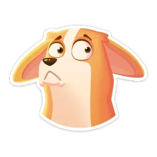 🙁 cachorro, corgi, animal, animal de estimação, triste, desenho animado telegram sticker