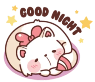 😴 고양이, 귀여운, 동물, 자는, 카와이, 스티커, 리본 telegram sticker
