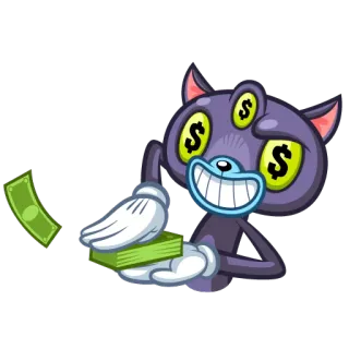 🤑 mèo, tiền, biểu tượng đô la, hoạt hình, tiền mặt telegram sticker