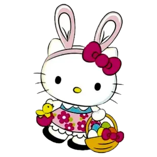 🐣 Hello Kitty hello kitty, easter, bunny, chick, kawaii telegram sticker