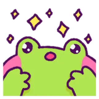😲 rã, fofo, brilho, kawaii, animal, desenho animado telegram sticker