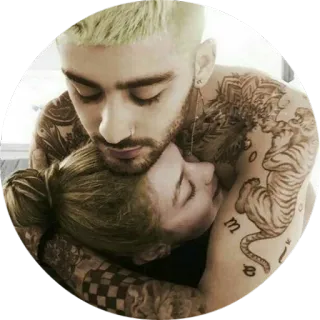 ♥ hugging, couple, intimacy, portrait, tattoo, man, woman telegram sticker