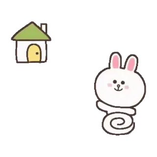 🐻 coniglio, casa, carino, cartone animato, adesivo, coniglietto whatsapp sticker