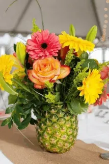 🌸 ananas, kompozycja kwiatowa, kwiaty, dekoracja stołu, tropikalny, kwiatowy, dekoracja stołu telegram sticker