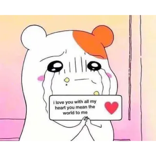 ❤️ i love you with all my heart you mean the world to me amour, mignon, pleurer, cœur, message, triste telegram sticker