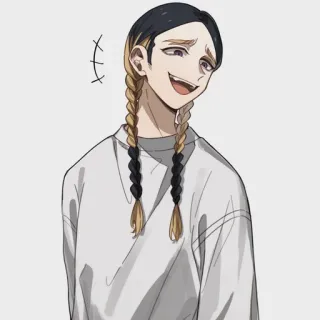 😂 Аниме, Персонаж, Косы, Улыбка, Мультфильм, Иллюстрация telegram sticker