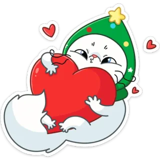 ❤️ кот, сердце, любовь, рождество, новый год, праздничный telegram sticker