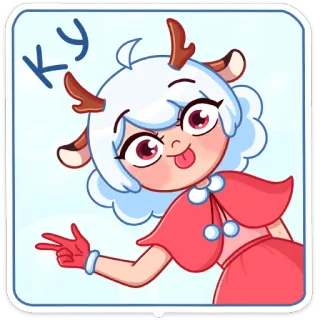 👋 KY Мультфильм, Аниме, Девушка, Мило, Знак мира whatsapp sticker