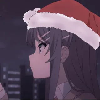 💜 Anime, Fille, Noël, Chapeau, Mignon telegram sticker