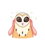 😄 gufo, stordito, cartone animato, animale, occhi, divertente telegram sticker