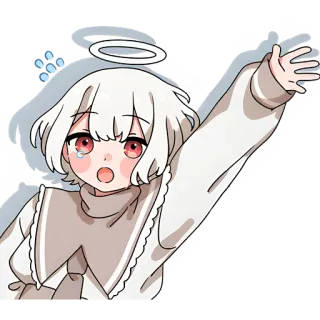 👋 อนิเมะ, ผู้หญิง, ร้องไห้, รัศมี, นางฟ้า, การ์ตูน, สติกเกอร์ telegram sticker