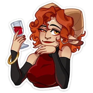 🍾 demon, wino, fantasy, kobieta, rogi, czerwony, alkohol telegram sticker
