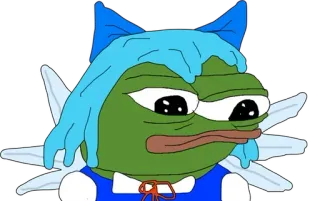 🙂 pepe, frog, internet meme, cartoon, sad, fairy telegram sticker