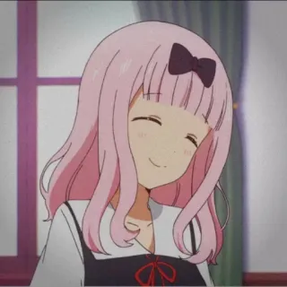 🙂 Chika Fujiwara Kaguya-sama: Love Is War anime, chika fujiwara, kaguya-sama, love is war, cute, pink hair, bow telegram sticker