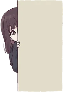 👀 Аниме, Девушка, Прячется, Кавай, Милый, Подглядывает telegram sticker
