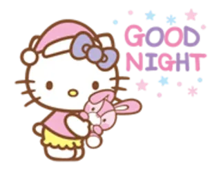🌟 Hello Kitty Good Night hello kitty, mignon, bonne nuit, endormi, dessin animé telegram sticker