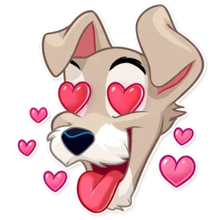 😍 chien, coeurs, amour, dessin animé, animal, mignon telegram sticker