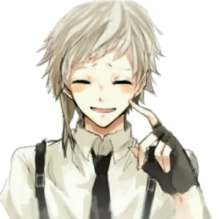 😅 anime, mangá, personagem, sorrindo, feliz, dedo, alegre telegram sticker