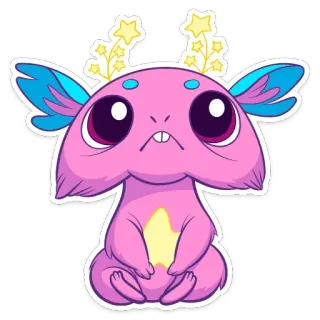 😒 słodkie, potwór, różowy, gwiazda, kreskówka, fantazja, zwierzę whatsapp sticker