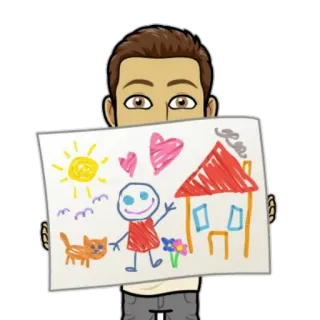🙇‍♂ dessin, art enfantin, bonhomme allumette, chat, maison, soleil telegram sticker
