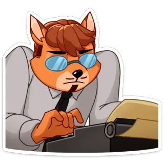 🤓 antropomórfico, animal, digitando, óculos, escritor, raposa telegram sticker