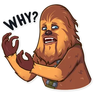 😩 Chewbacca Star Wars WHY? チューバッカ, スターウォーズ, なぜ？, ウーキー, 混乱, 質問, アニメ telegram sticker