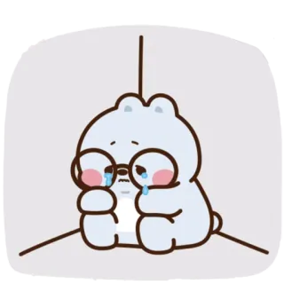 😭 khóc, buồn, gấu, hoạt hình, dễ thương, cô đơn, cảm xúc telegram sticker