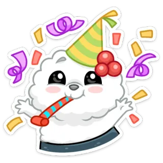 🥳 вечеринка, праздник, конфетти, мультфильм, милый, весело telegram sticker