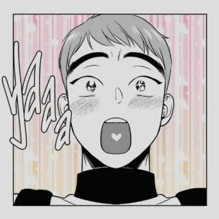 😍 YAAA การ์ตูน, ตกใจ, ตื่นเต้น, ผู้ชาย telegram sticker