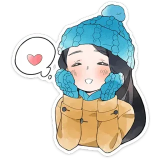 😍 gadis, musim dingin, imut, stiker, cinta, hati, kartun telegram sticker