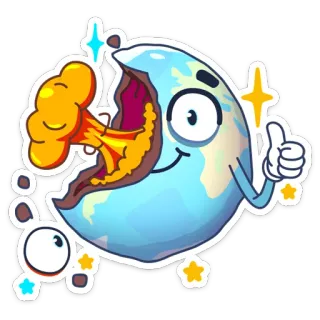 👍 โลก, ลูกโลก, การ์ตูน, ดาวเคราะห์, เป็นมิตร, สิ่งแวดล้อม telegram sticker