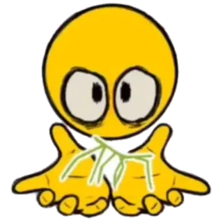 🐛 絵文字, 黄色, 悲しい, 手, ミーム telegram sticker