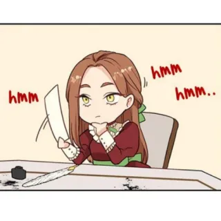👾 hmm hmm hmm.. femme, penser, étudier, chibi, hmm, réfléchir telegram sticker