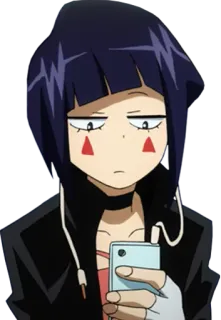 😐 Kyoka Jiro My Hero Academia Anime, My Hero Academia, Kyoka Jiro, Personaje, Música, Auriculares telegram sticker