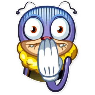 😨 การ์ตูน, ตัวละคร, แมลง, ท่าทาง, มือ, สีม่วง telegram sticker