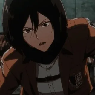 🧣 Mikasa Ackerman Attack on Titan Mikasa Ackerman, Anime, L'Attaque des Titans, Soldat, Action, Personnage d'anime telegram sticker