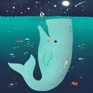 🐋 ballena, océano, mar, pez, estrellas, noche, luna telegram sticker