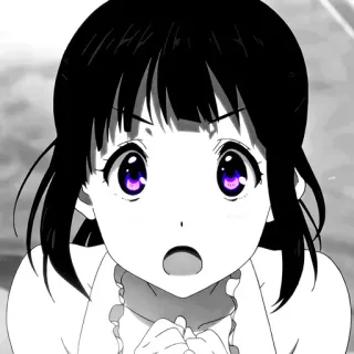 🖤 ragazza anime, cartone animato, sorpreso/a, occhi grandi, carino/a, ritratto telegram sticker