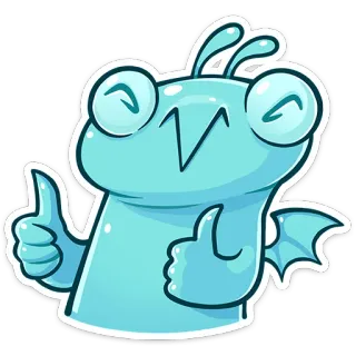 🦎 Палец вверх, Монстр, Милый, Мультфильм, Позитивный telegram sticker