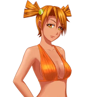 😕 Anime, Mujer, Traje de baño, Bikini, Dibujo animado, Personaje telegram sticker