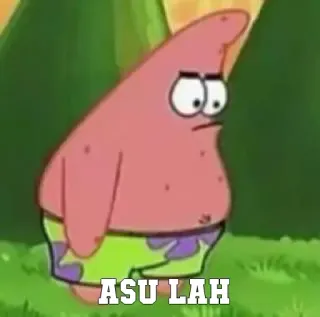 😈 Patrick Star Spongebob Squarepants ASU LAH Патрик Стар, Губка Боб Квадратные Штаны, Мультфильм, ASU LAH, Малайский, Наклейка telegram sticker